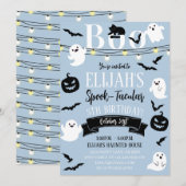 Blue Spook-Tacular Haunted Verjaardag Kaart (Voorkant / Achterkant)