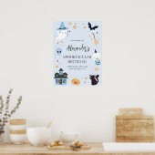 Blue Spooky Birthday Welcome Sign Poster (Keuken)