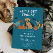 Blue Spooky Costume Dogs Halloween Birthday Kaart