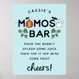 Blue Spooky Halloween Baby shower Momosa Bar Poster