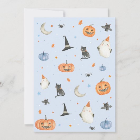 Blue Spooky One 1e Boo-day uitnodiging (Achterkant)