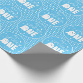 Blue Spooky One Boy Ghost Halloween 1e verjaardag Cadeaupapier (Hoek)