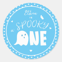 Blue Spooky One Boy Ghost Halloween 1e verjaardag