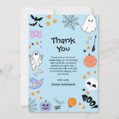Blue Spooky One Schattige Ghost Halloween 1st Birt Bedankkaart (Voorkant)