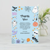 Blue Spooky One Schattige Ghost Halloween 1st Birt Bedankkaart (Staand voorkant)
