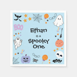 Blue Spooky One Schattige Ghost Halloween 1st Birt Servet