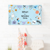 Blue Spooky One Schattige Ghost Halloween 1st Birt Spandoek (Insitu)
