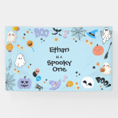Blue Spooky One Schattige Ghost Halloween 1st Birt Spandoek (Horizontaal)