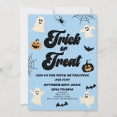 Blue Spooky Trick or treat Halloween Party Kaart (Voorkant)