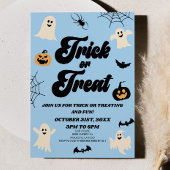 Blue Spooky Trick or treat Halloween Party Kaart
