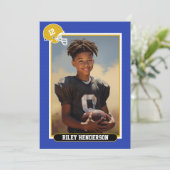 Blue Sport Foto Football Verjaardag Kaart (Staand voorkant)