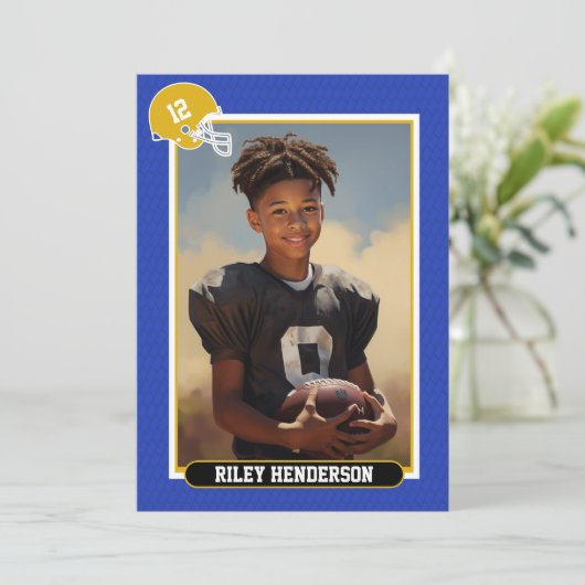 Blue Sport Foto Football Verjaardag Kaart (Staand voorkant)