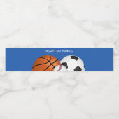 Blue Sports Balls Birthday Waterfles Etiket (Enkel label)
