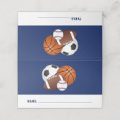 Blue Sports Birthday Place Card Plaatskaartje (Buitenkant ongevouwen)