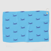 Blue Sports Golfer Silhouette Golf Towel Golfhanddoek (Horizontaal)