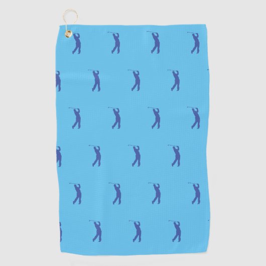 Blue Sports Golfer Silhouette Golf Towel Golfhanddoek (Voorkant)