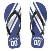 Blue Sports Jersey Custom Name Number Teenslippers (Voetbed)