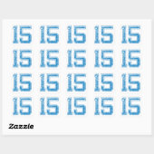 Blue Sports Jerzee Number 15 Vierkante Sticker (Vel)