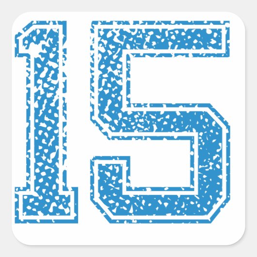 Blue Sports Jerzee Number 15 Vierkante Sticker (Voorkant)