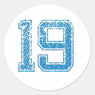 Blue Sports Jerzee Number 19 Ronde Sticker