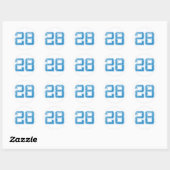 Blue Sports Jerzee Number 28 Ronde Sticker (Vel)