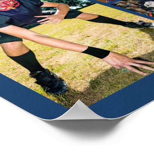 Blue Sports Senior Graduation 18 Photo Collage Poster (Hoek)