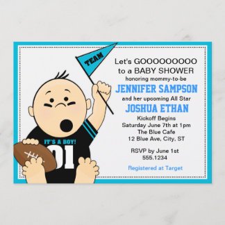 Blue Sports Tailgate Baby Shower-uitnodigingen Kaart