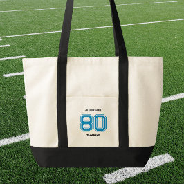 Blue Sports Team Aangepaste naam Speler Nummer Tea Tote Bag