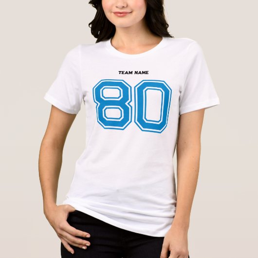 Blue Sports Team Aangepaste naam, spelersnummer, t Tri-Blend Shirt (Voorkant)