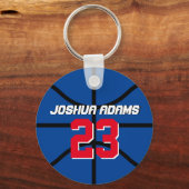 Blue Sports Team Athletes Basketball Sleutelhanger (Voorkant)