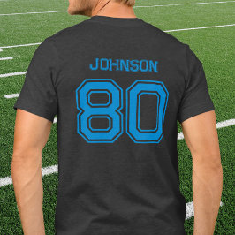 Blue Sports Team Custom Naam, Nummer, Team Zwart Tri-Blend Shirt