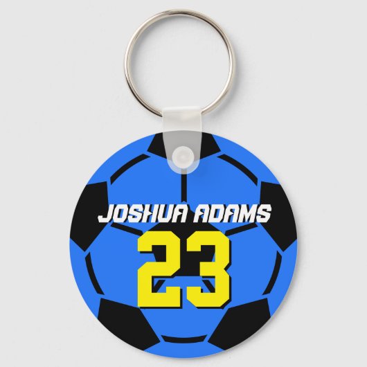 Blue Sports Team Voetbal Sleutelhanger (Voorkant)