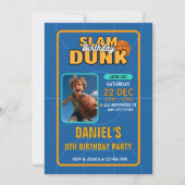 Blue Sporty Basketball Slam Dunk Kids Verjaardag Kaart (Voorkant)