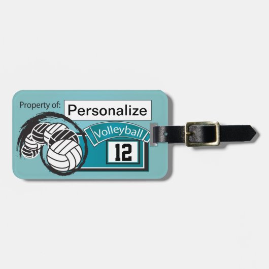 Blue Sporty Volleyball 🏐 Bagagelabel (Voorkant horizontaal)