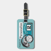 Blue Sporty Volleyball 🏐 Bagagelabel (Voorkant verticaal)