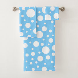Blue Spots Bath Towel Set Bad Handdoek