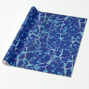 Blue Spotted  Marbling met White Rivers Cadeaupapier