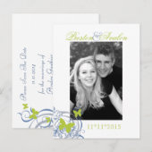 Blue Spring Butterfly Save the Date Briefkaart (Voorkant / Achterkant)