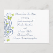 Blue Spring Butterfly Save the Date Briefkaart (Achterkant)