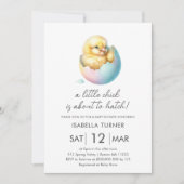 Blue Spring Chick Baby shower Uitnodiging (Voorkant)