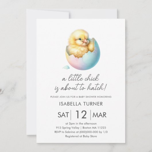 Blue Spring Chick Baby shower Uitnodiging (Voorkant)