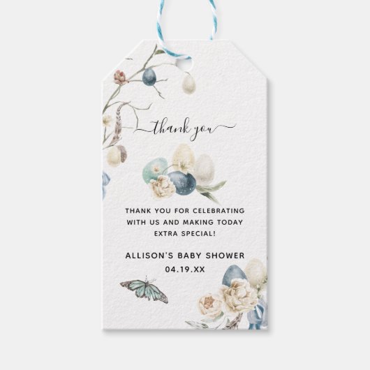 Blue Spring Easter | Baby shower Hartelijk dank Cadeaulabel (Voorkant)