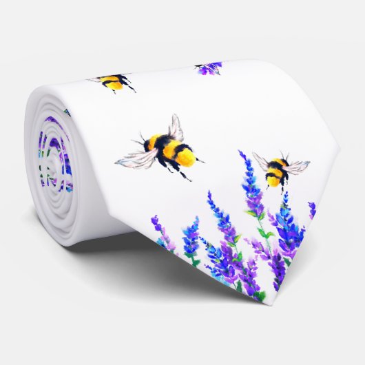 Blue Spring en Flying Bees Stropdas (Opgerold)
