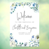 Blue Spring Floral Chic Welcome to Our Wedding Raamsticker (Vel 3)