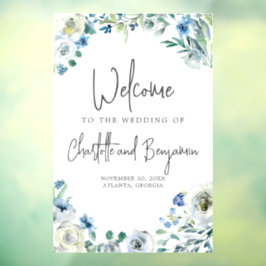 Blue Spring Floral Chic Welcome to Our Wedding Raamsticker