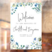 Blue Spring Floral Chic Welcome to Our Wedding Raamsticker (Vel 2)