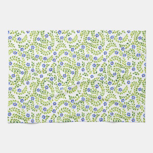 Blue Spring Floral Towel Theedoek (Horizontaal)