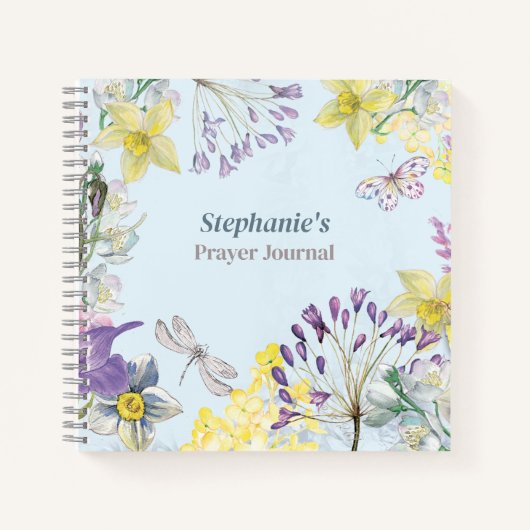 Blue Spring Floral Waterverf Prayer Journal Notitieboek (Voorkant)