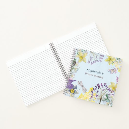 Blue Spring Floral Waterverf Prayer Journal Notitieboek (Binnen)