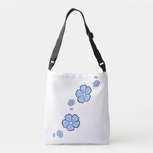 Blue Spring Flowers Cross Body Canvas tas (Achterkant)
